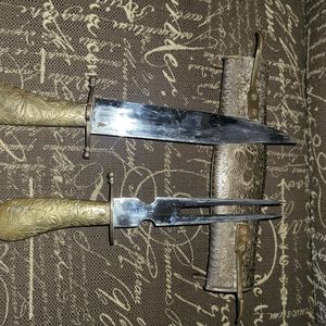 Vintage brass carving set.